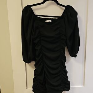 Abercrombie & Fitch Black Bodycon Dress with Puff Sleeves Size XS